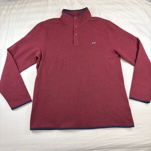 Vineyard Vines Mens L Quarter Snap Pullover Fleece Red Whale Logo